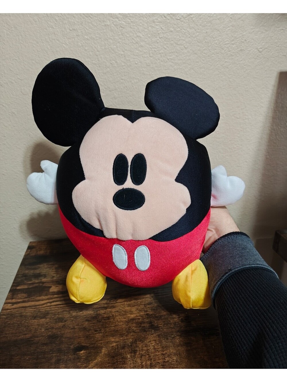 Walt Disney World Mickey Mouse Round Squishy Microbead 12" Soft Pillow Plush